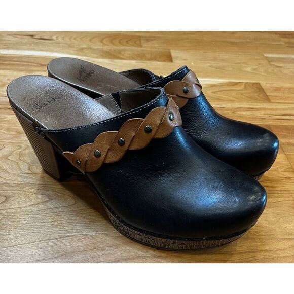 Dansko High Heel Leather Mules Clogs 41/10.5 Women’s Brown Slip On - Picture 1 of 8